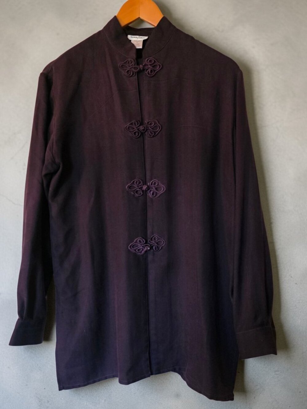 Neiman Marcus 100% Silk Purple Tai Chi Set PM Petite Medium Frog Closure Lounge - Picture 3 of 16